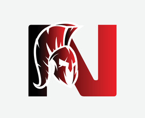 initial Letter N spartan logo, gym and fitness logo.