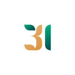 Number 31 logo icon illustration. Number 31 and nature concept for event, olympic, anniversary, and brand identity