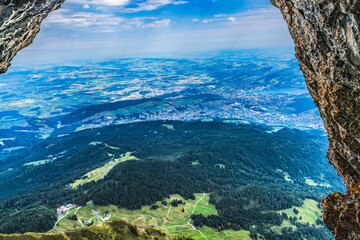 Dragon Trail View View Rock Cliff Mount Pilatus Lucerne Switzerland