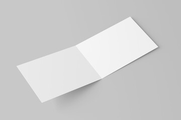 A4 A5 A6 Landscape Folded Invitation Card With Envelope 3D Rendering White Blank Mockup