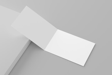A4 A5 A6 Landscape Folded Invitation Card With Envelope 3D Rendering White Blank Mockup