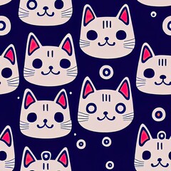 Seamless pattern with cute colourful Kittens and Cats. Creative childish texture. Great for fabric, textile Illustration or wrapping paper.