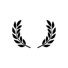 Laurel wreath, champion olive. Black symbol on transparent background