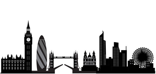 london city skyline illustration - obrazy, fototapety, plakaty