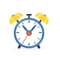 Alarm clock with bell on a white background. Vector illustration