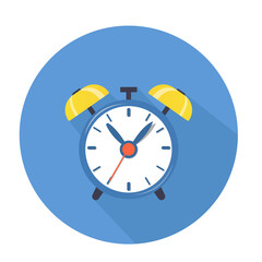 Blue icon, alarm clock with a bell on a white background. Vector illustration