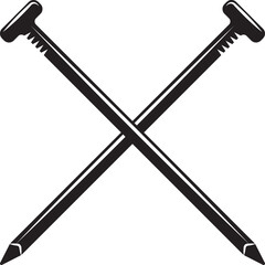 Vintage carpentry woodword mechanic nail cross. Can be used like emblem, logo, badge, label. mark, poster or print. Monochrome Graphic Art. Vector