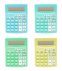 Colored Calculator Set Top View Transparent Background Png
