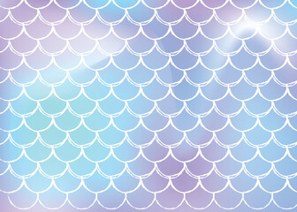 Holographic mermaid background with gradient scales.