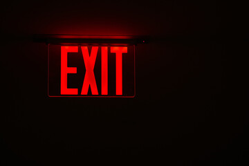 exit. photo with black background. interior photo.