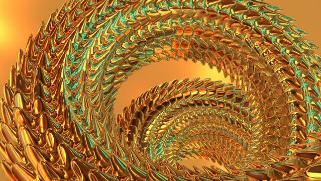 Yellow green glossy snake body moves close-up 3D 4K loopable animation