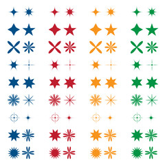 Fototapeta na wymiar Mix Colors Glitter decoration icon set shapes, star Geometric Glitter pattern. Memphis design retro elements. Retro funky graphic, vintage print element collection - stock Vector