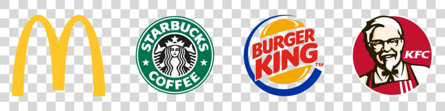 McDonalds, KFC, Starbucks, Burger King logos