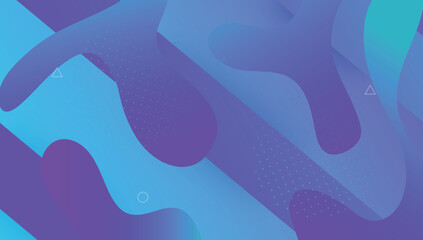 Gradient Design. Horizontal Brochure. Fluid Layout. Blue Graphic Background. Liquid Screen. Vibrant Page. Art Landing Page. Flat Abstract Shape. Magenta Gradient Design