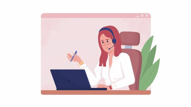 Animated isolated telecommuting set. Looped flat 2D character 4k video footage pack with alpha channel. Video conferencing with colleagues. Colorful animations for mobile, website, social media