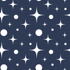 Monochrome seamless pattern with white stars on white background