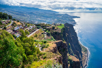 Fototapeta na wymiar Cabo Girao, Madeira. View from the highest cliff of Europe towards Funchal