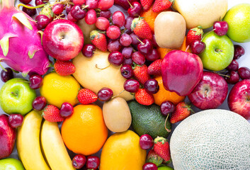 Fresh fruits.Assorted fruits colorful,clean eating,Fruit background,fruit for good health.