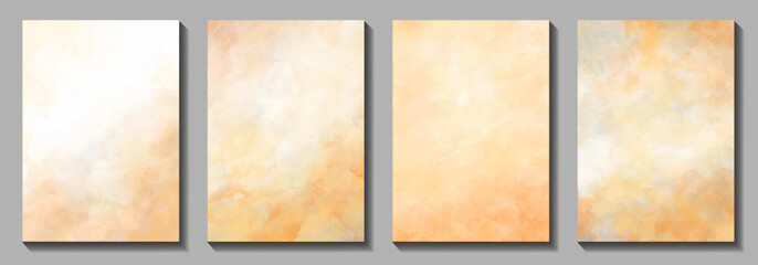 Autumn watercolor vector old paper background set for cards, flyer, poster, banner and cover design. Hand drawn orange watercolour illustration for design. Place for text. Texture template for design. © Maribor