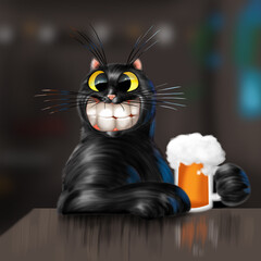 gatto nottambulo con la birra - 533417695