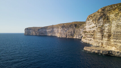 Fototapeta na wymiar Aerial view of beautiful cliffs of Xlendi, Gozo
