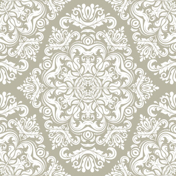Orient vector classic beige and white pattern. Seamless abstract background with vintage elements. Orient pattern. Ornament for wallpapers and packaging