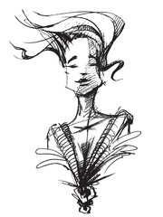 Portrait of a girl. Fashion Woman sketch. Glamor Style. Fashion illustration. Girl face