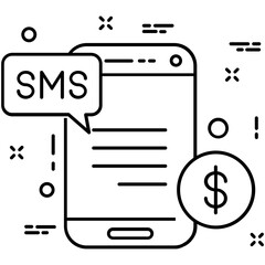 Fototapeta premium Sms Banking Line Vector Icon 