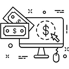 Online Business Line Vector Icon 