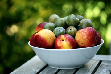 White bowl with fresh fruit