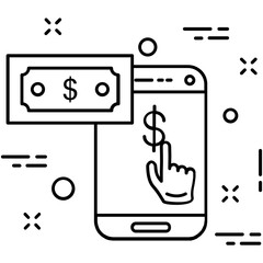 Mobile Banking Line Vector Icon 