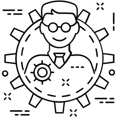 Management Line Vector Icon 