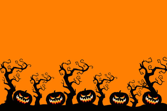Spooky and scary Halloween images and vector pumpkins background