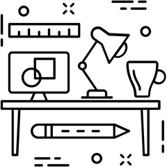 Workstation Line Vector Icon