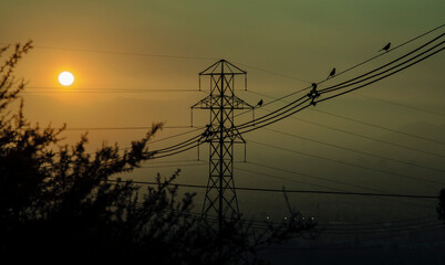 Atardecer contaminado contraste naturaleza 