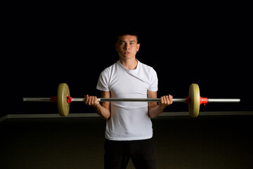 Nineteen year old teen boy exercising