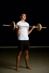 Nineteen year old teen boy exercising