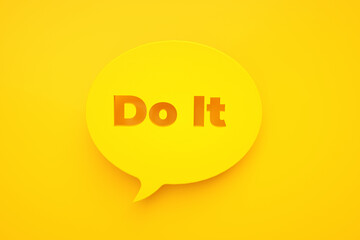 speech bubble with inscription do it over yellow background, 3d render