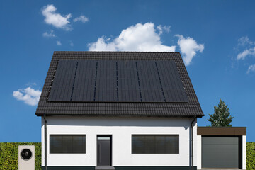Energieeffizientes Einfamilienhaus mit Photovoltaik und Wärmepumpe.