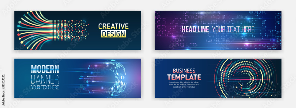 Wall mural set banner templates for websites. abstract social media cover design. horizontal header web backgro