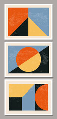 Set of minimal 20s geometric design posters, vector template