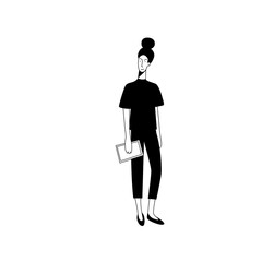 Doodle Woman Fashion Style Cartoon Character Silhouette Person Symbol Icon