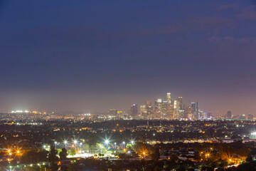 Fototapeta na wymiar High angle view of the Los Angeles downtown