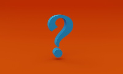 3d illustration, question mark, red background, 3d rendering.