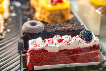 Tasty cake on sale in a pastry shop
