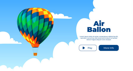 Banner hot air balloon on the background of the sky with clouds. Vector illustration © Igor