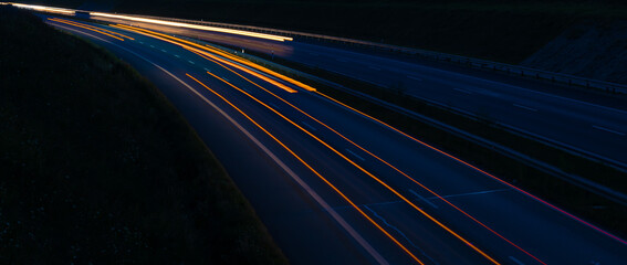 Fototapeta na wymiar lights of cars with night. long exposure