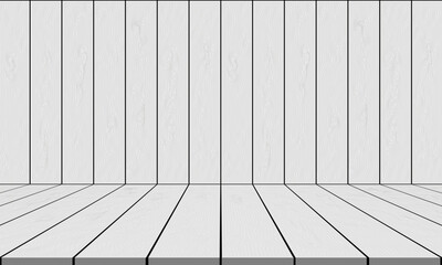 White wood blank room wall and floor stage background vector