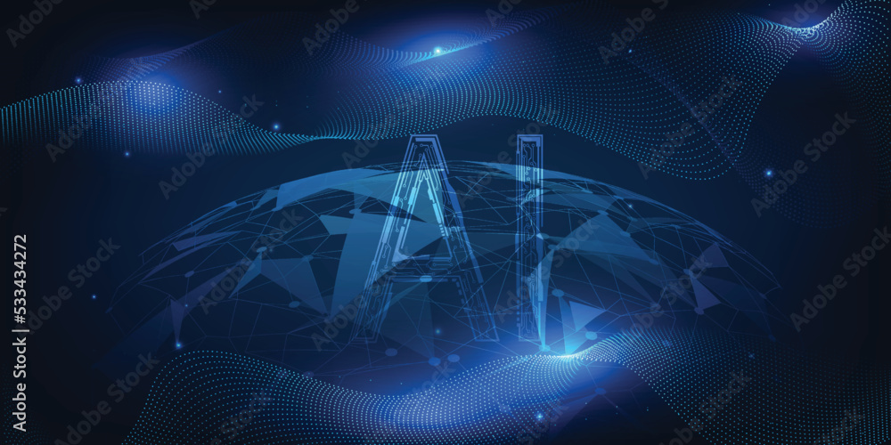 Aufkleber vector illustration of futuristic globe on artificial intelligence digital data innovation and techn