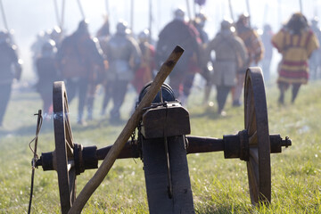 medieval cannon and troops